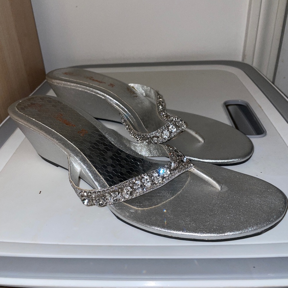 Silver Wedge open toe sandals